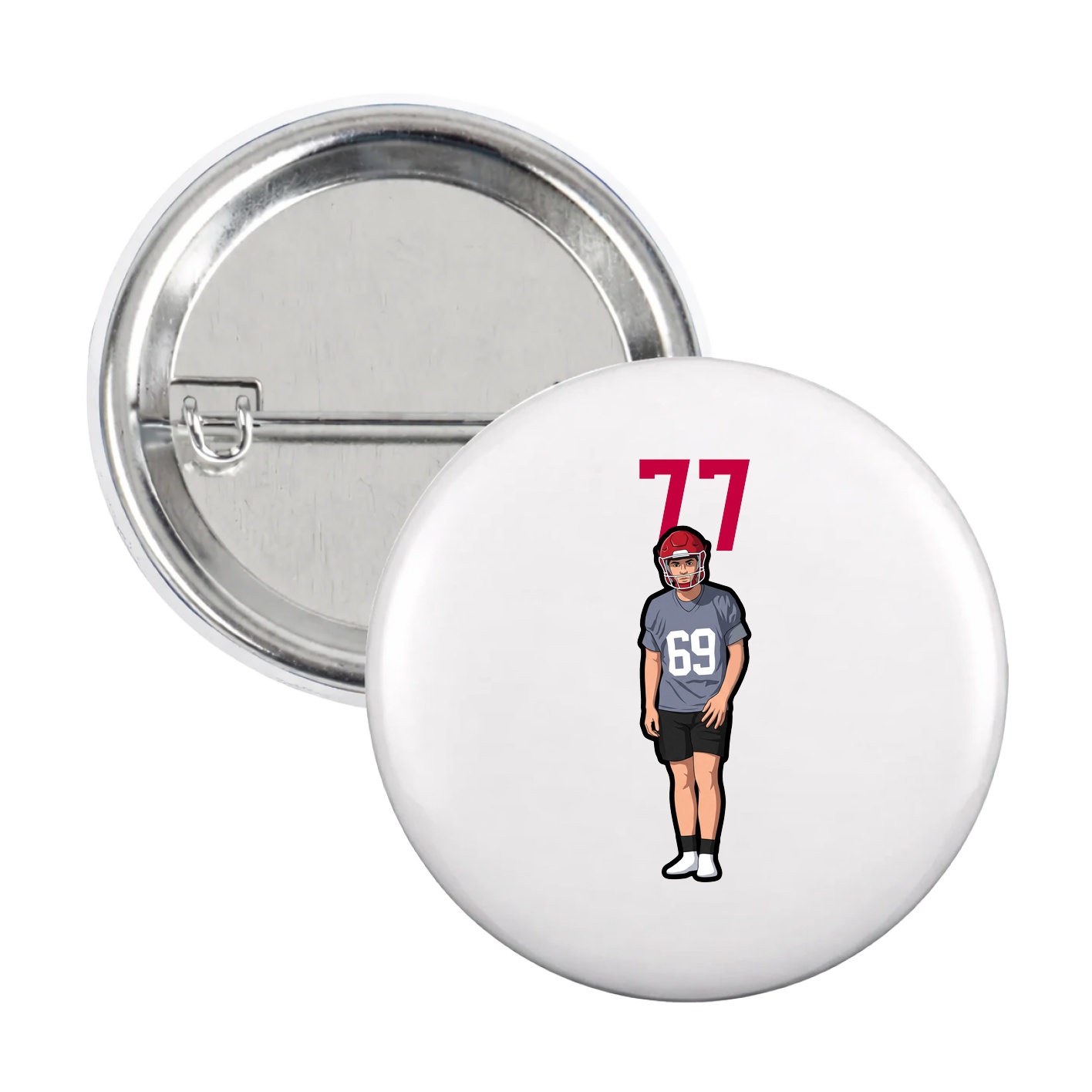 Game Day Button — Number Top in White