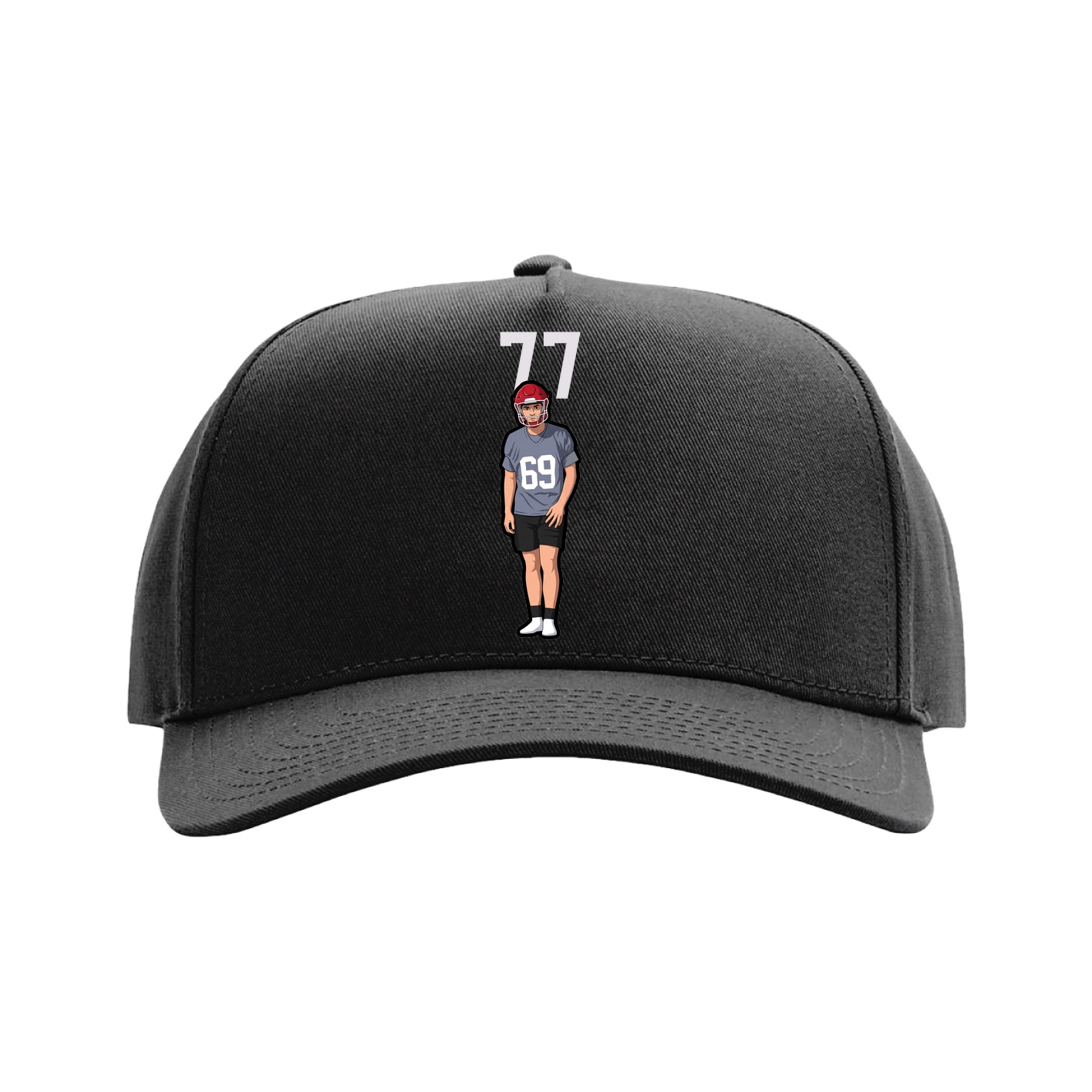 Full Fabric Five-Panel Champ Cap — Number Top in Black
