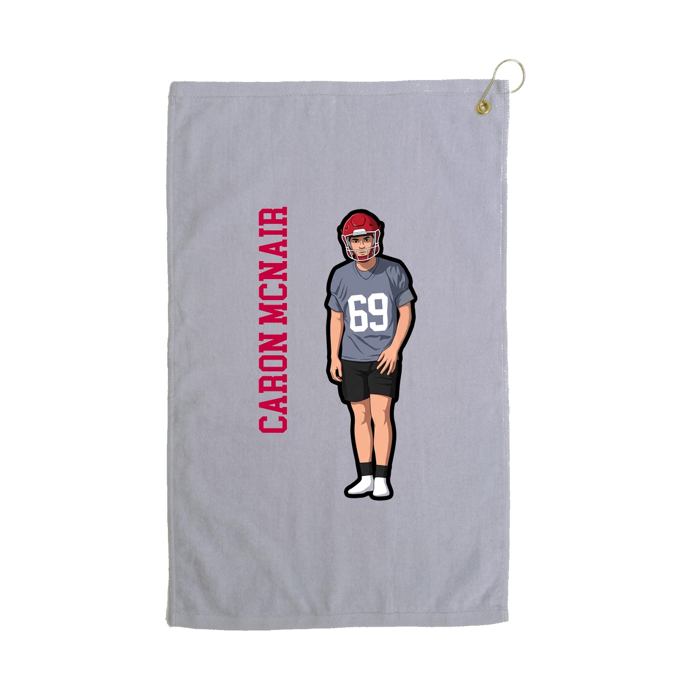 Golf Towel — Name Vertical in Grey