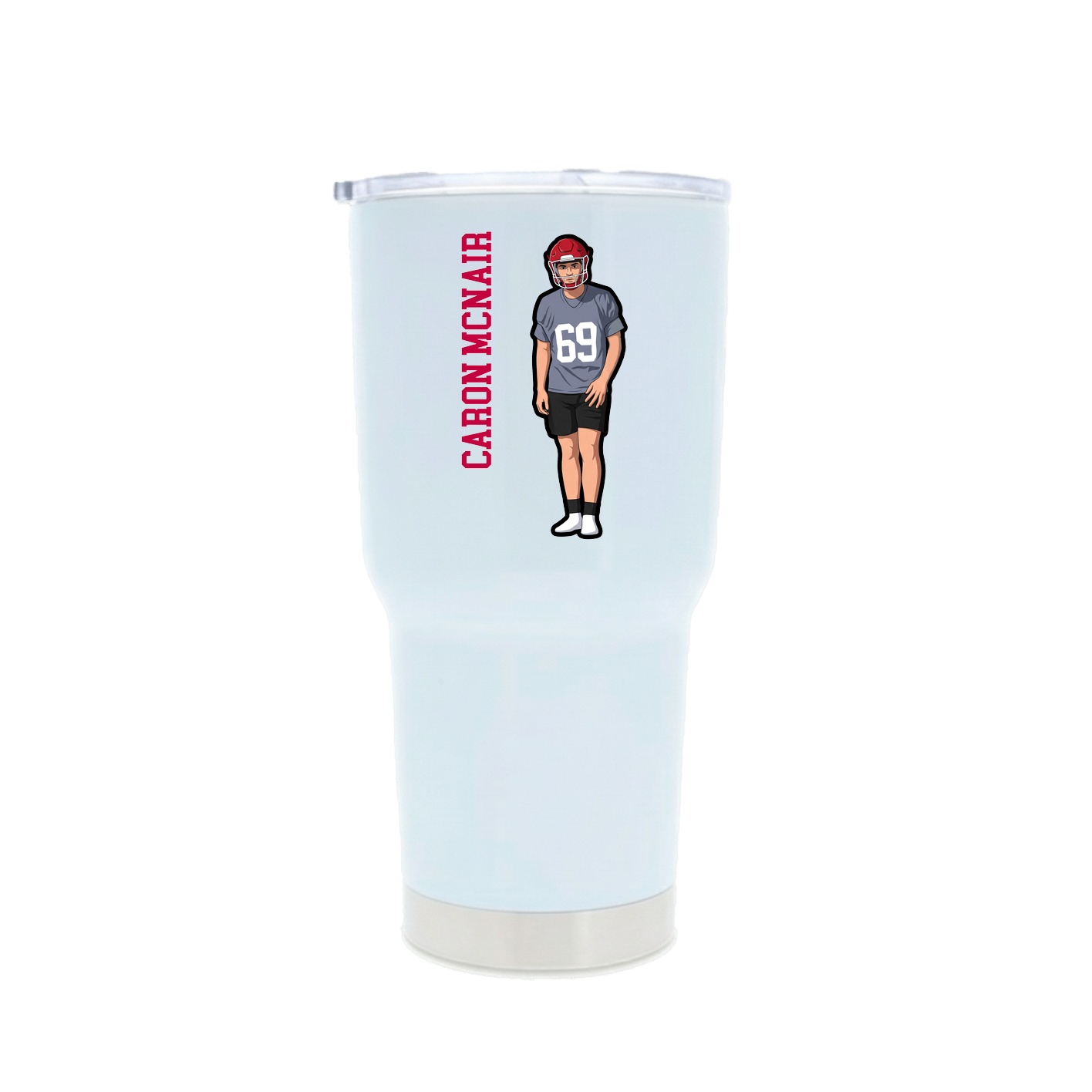 30oz Stainless Steel Tumbler — Name Vertical in White