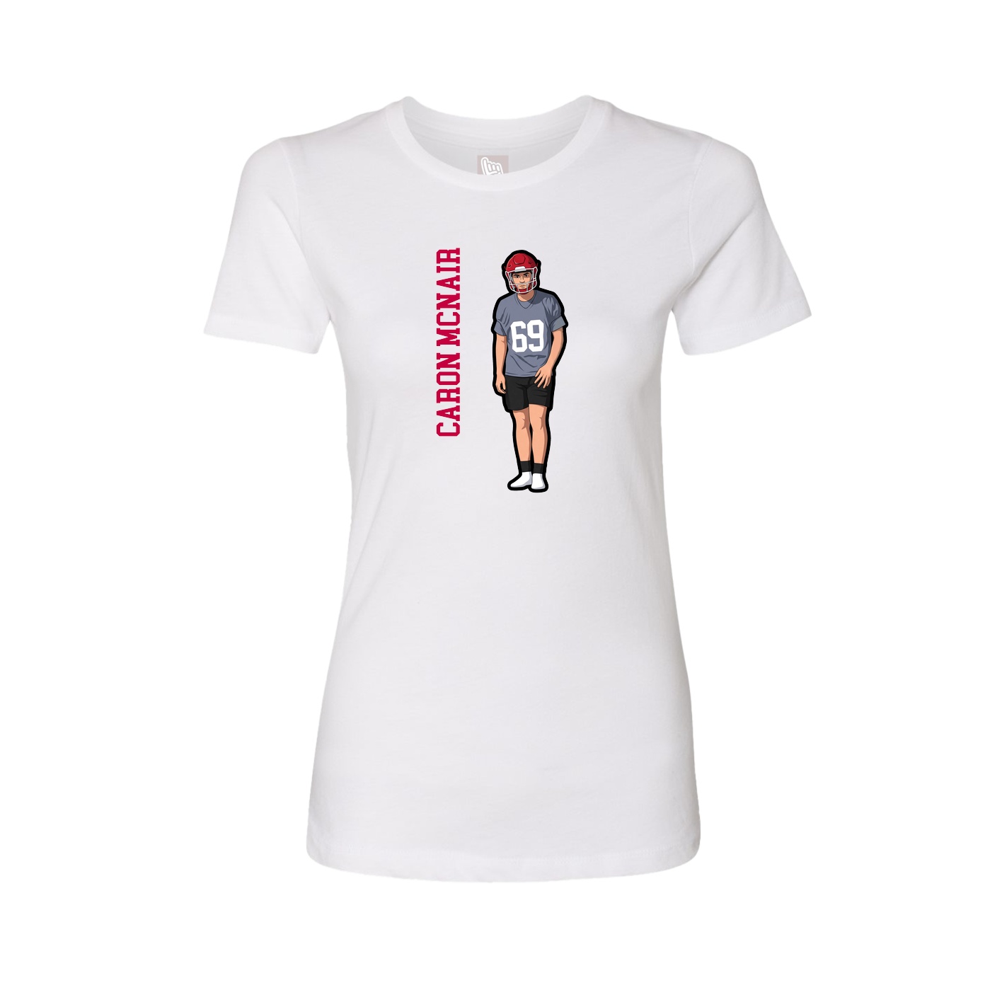Fitted Women's Tee — Name Vertical in White