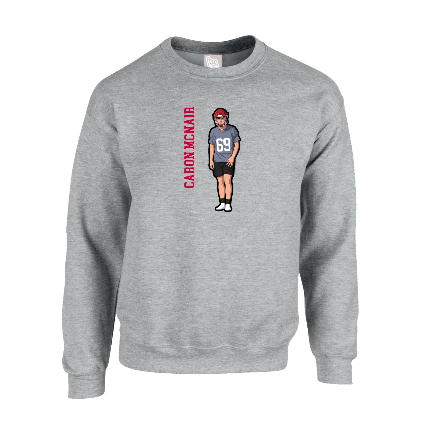 Fleece Crew — Name Vertical in Grey