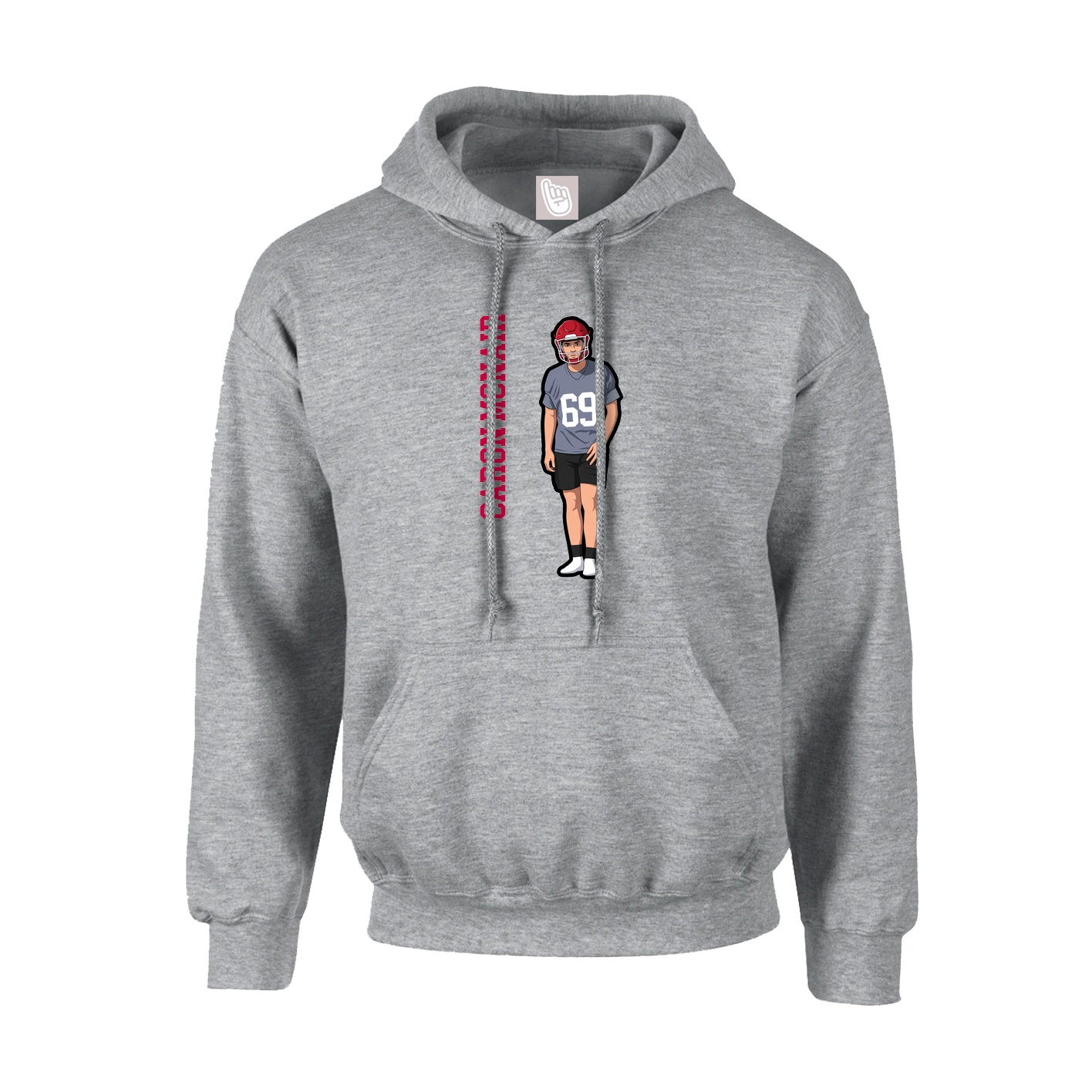 Youth Hoodie — Name Vertical in Grey