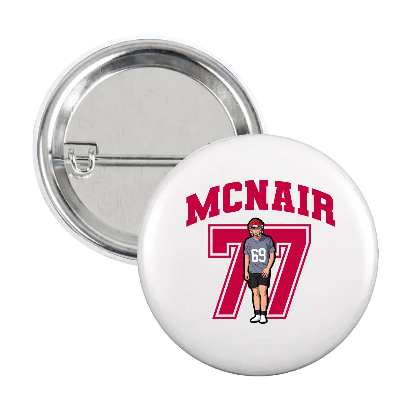 Game Day Button — Number in White