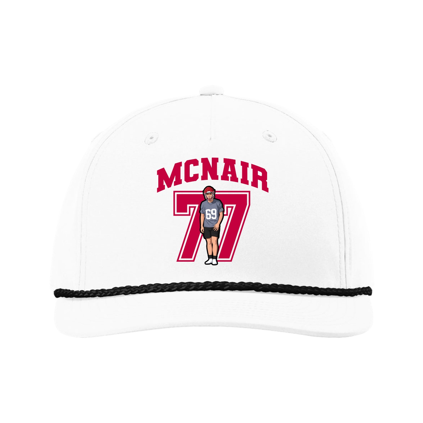 Five-Panel Classic Rope Cap — Number in White