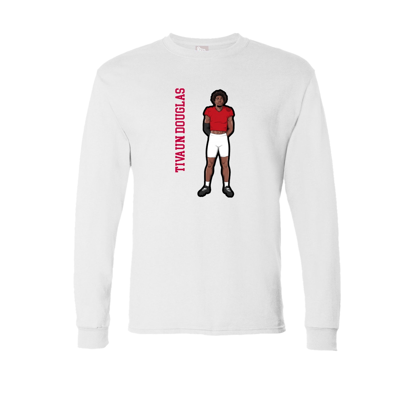 Long Sleeve Tee — Name Vertical in White