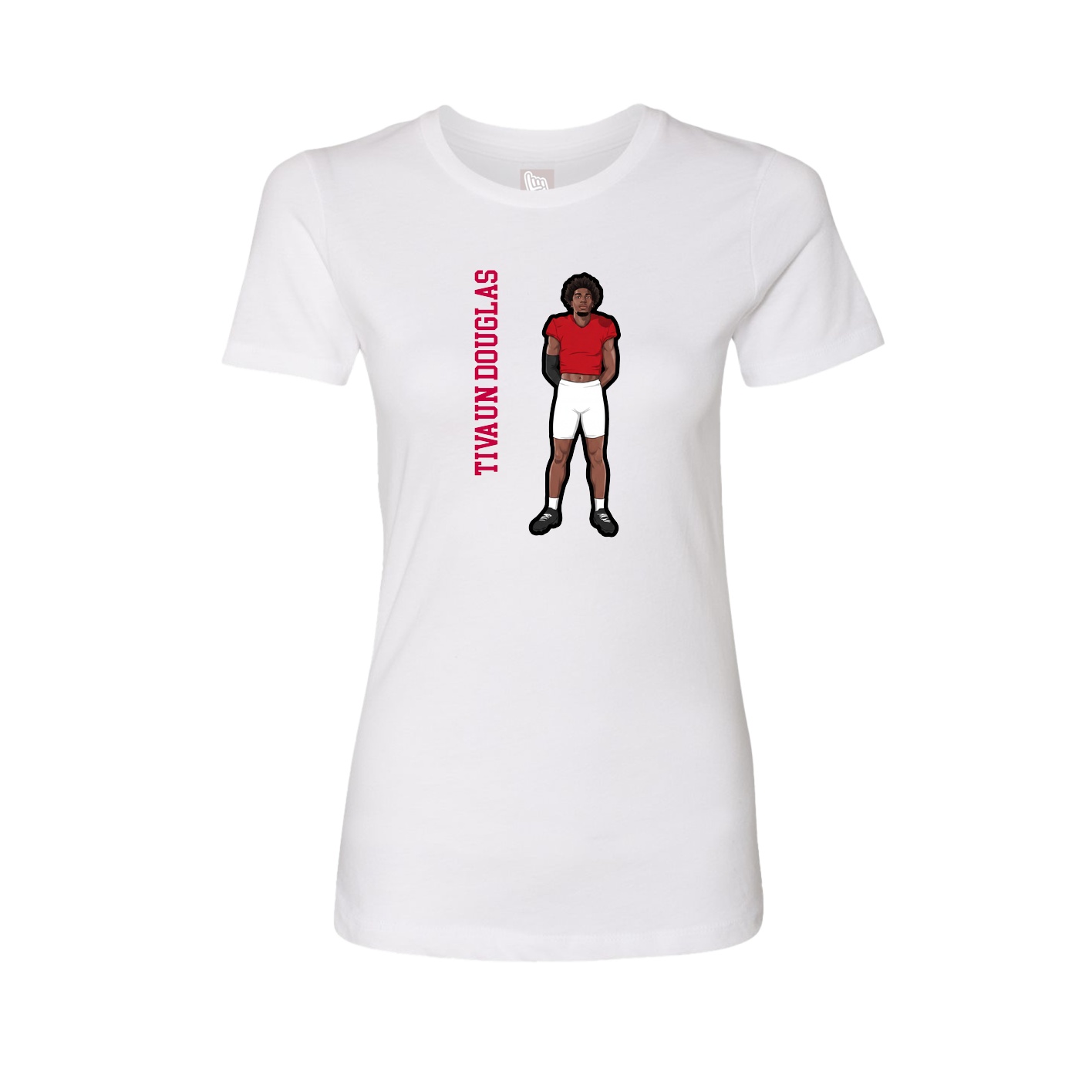 Fitted Women's Tee — Name Vertical in White
