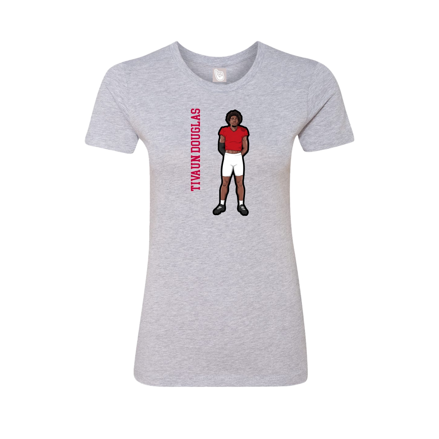 Fitted Women's Tee — Name Vertical in Grey