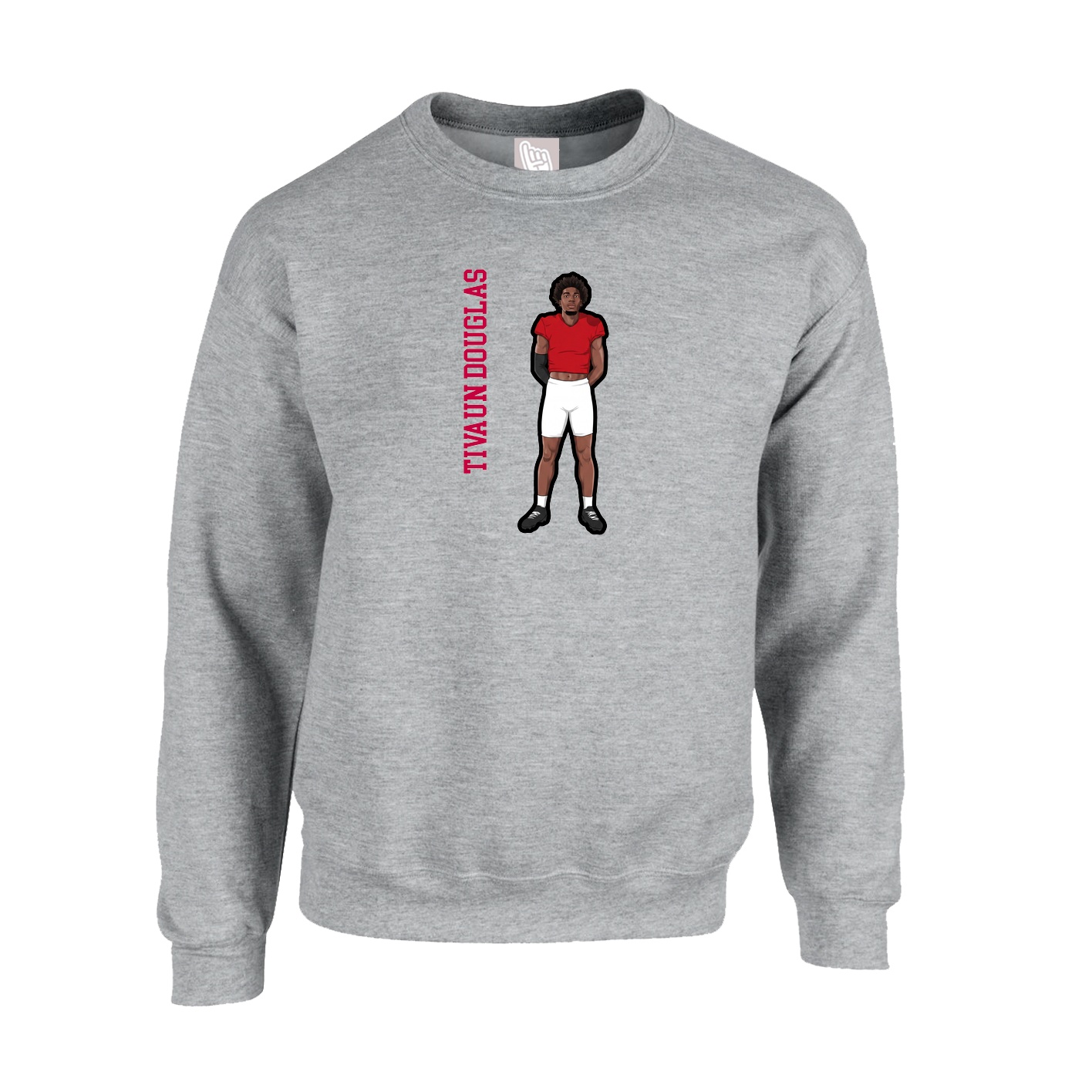 Fleece Crew — Name Vertical in Grey