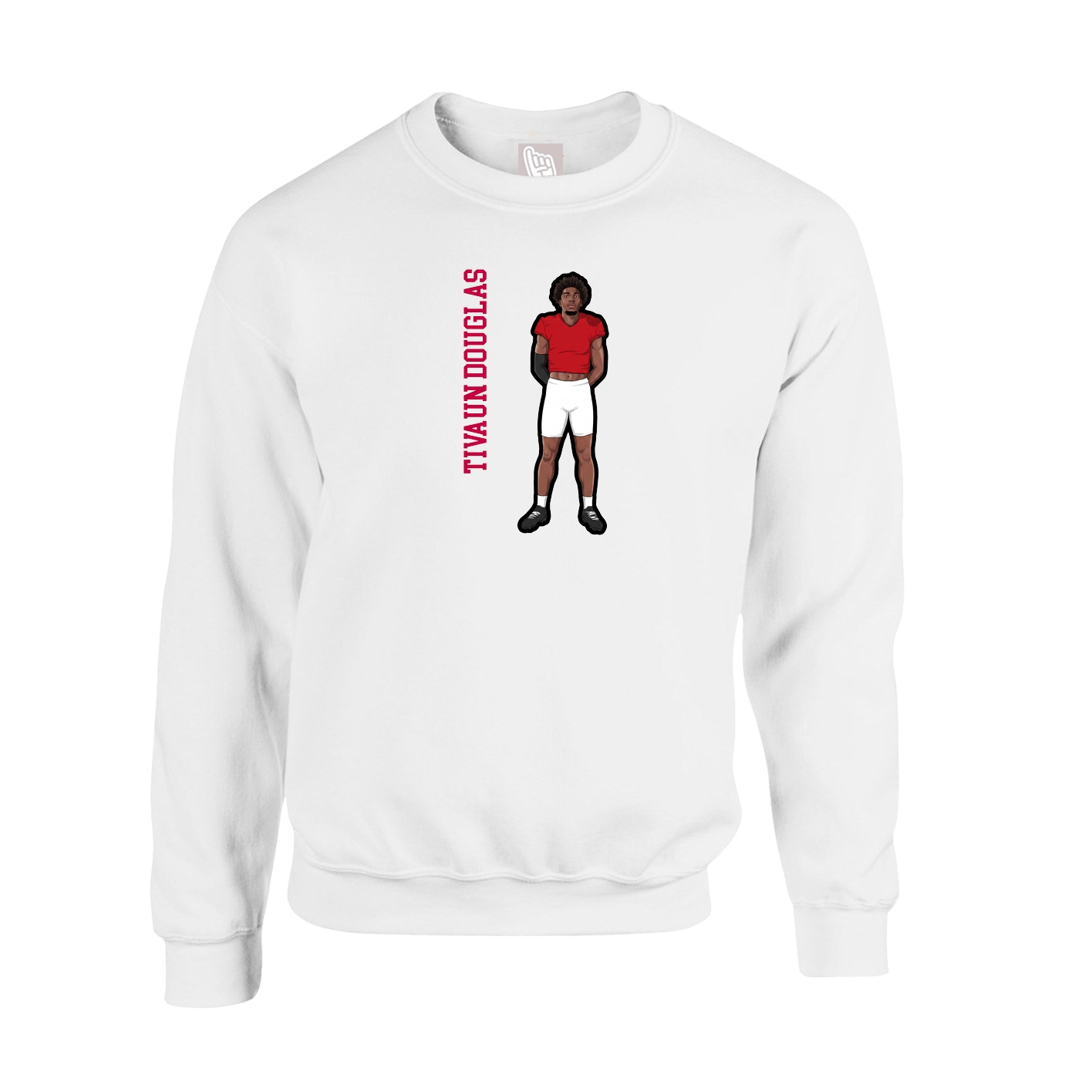 Fleece Crew — Name Vertical in White