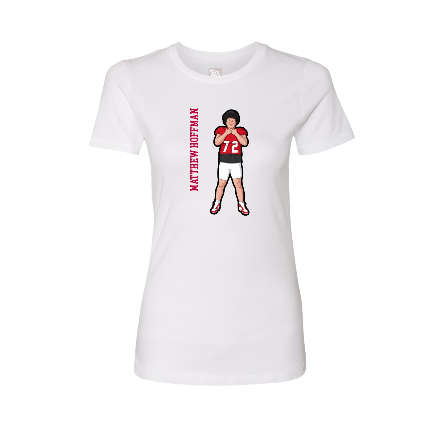 Fitted Women's Tee — Name Vertical in White