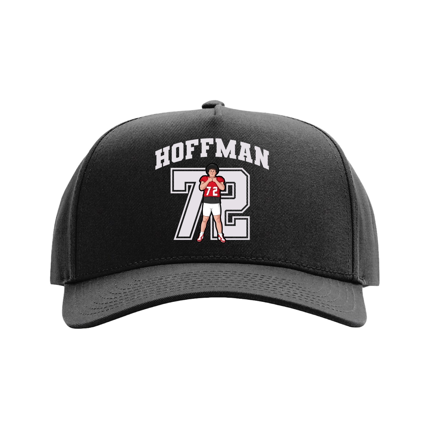 Full Fabric Five-Panel Champ Cap — Number in Black