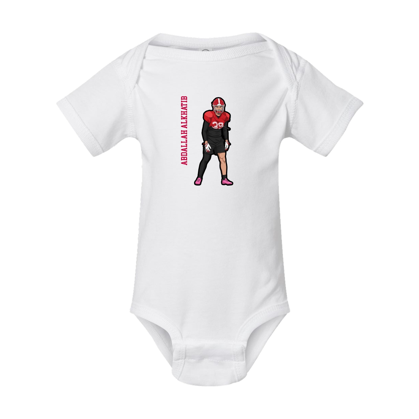 Baby Onesie — Name Vertical in White