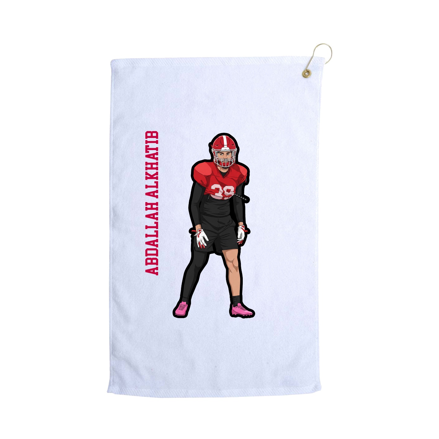 Golf Towel — Name Vertical in White