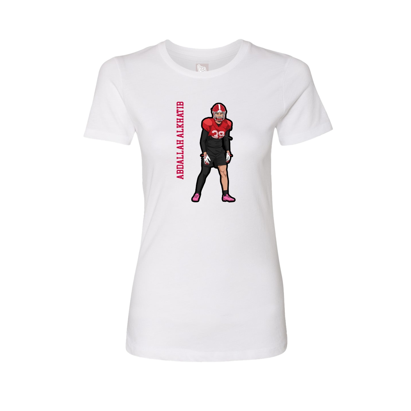 Fitted Women's Tee — Name Vertical in White