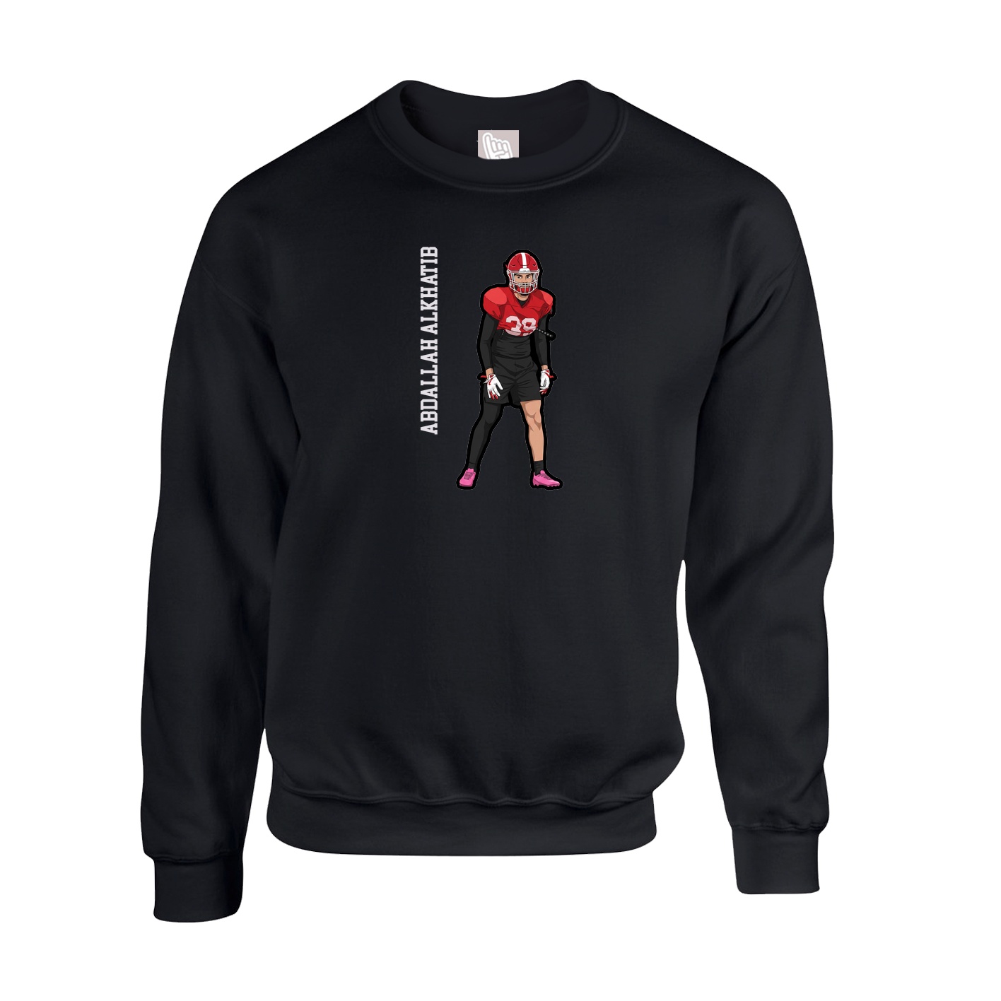 Fleece Crew — Name Vertical in Black