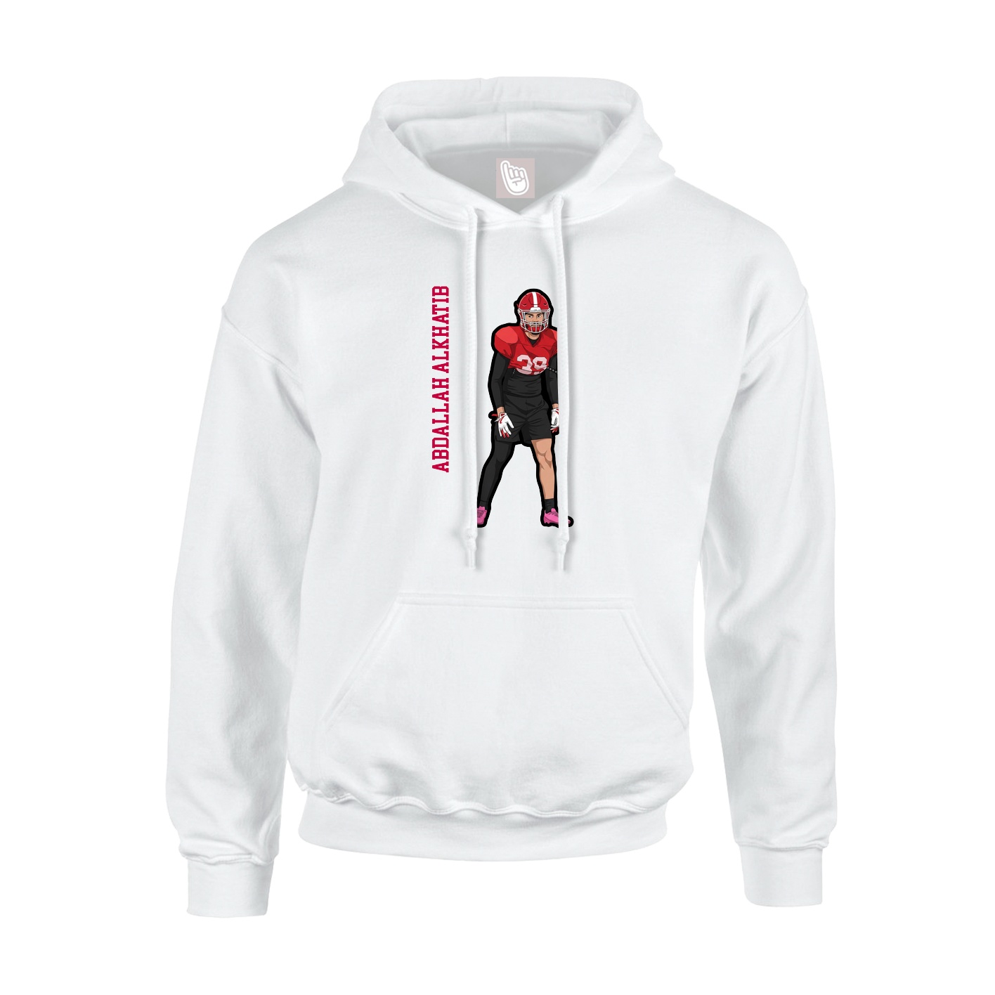 Youth Hoodie — Name Vertical in White