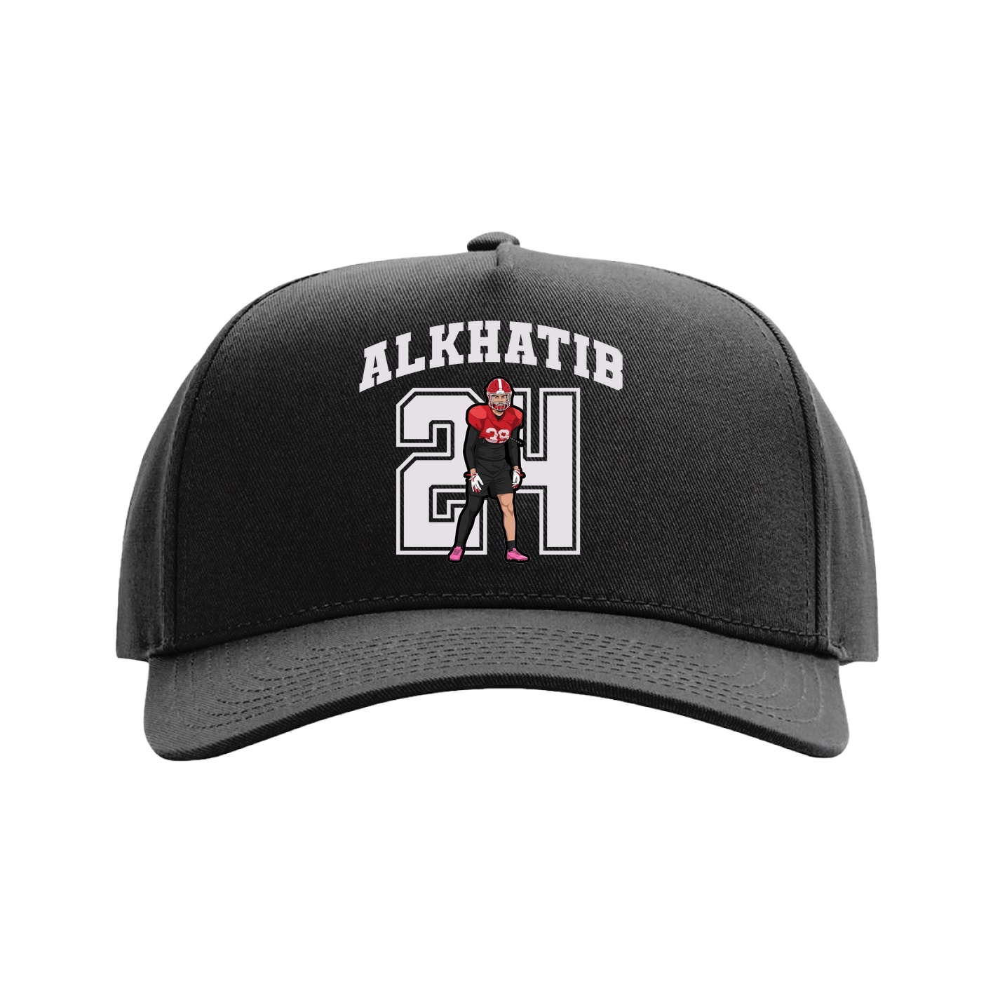 Full Fabric Five-Panel Champ Cap — Number in Black