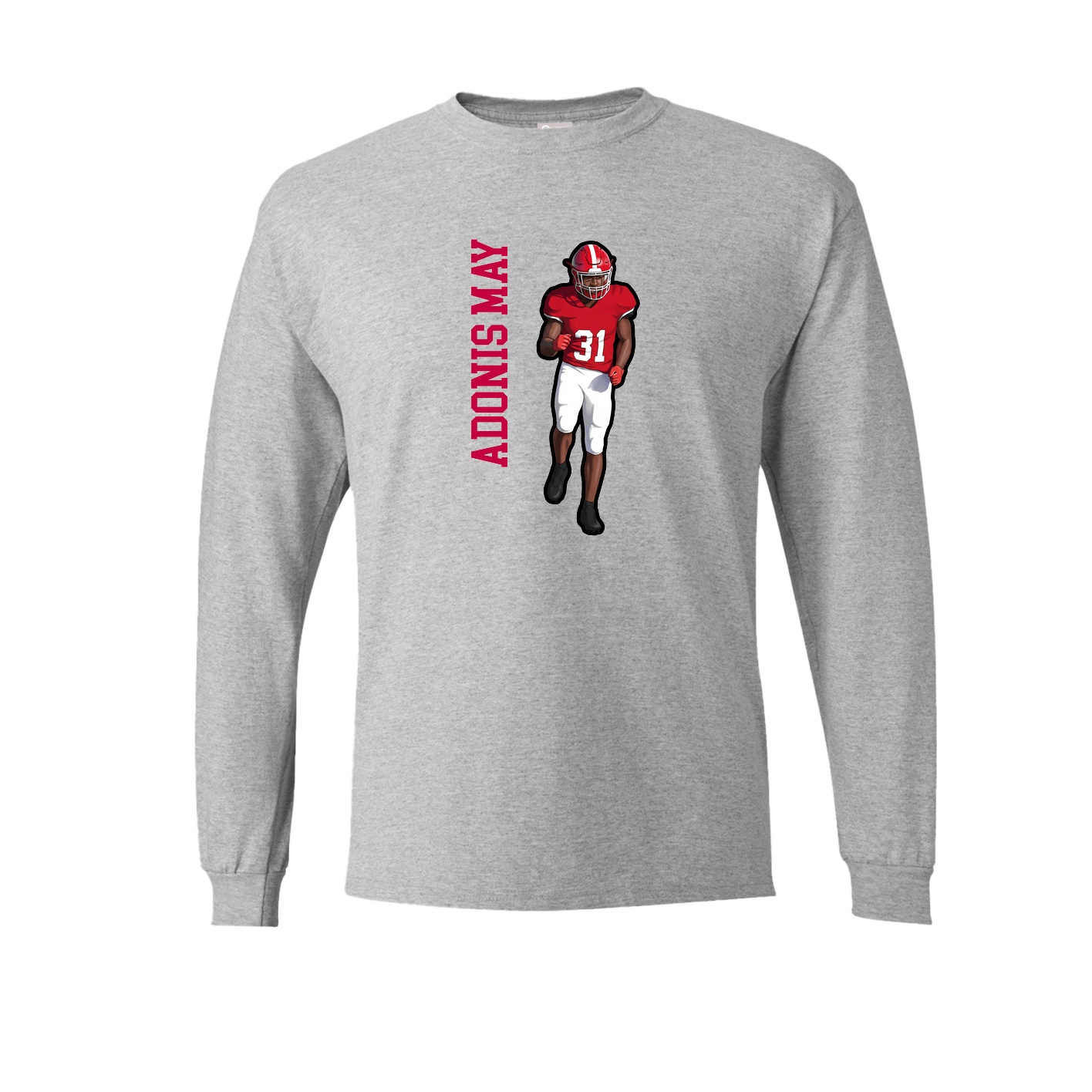 Long Sleeve Tee — Name Vertical in Grey