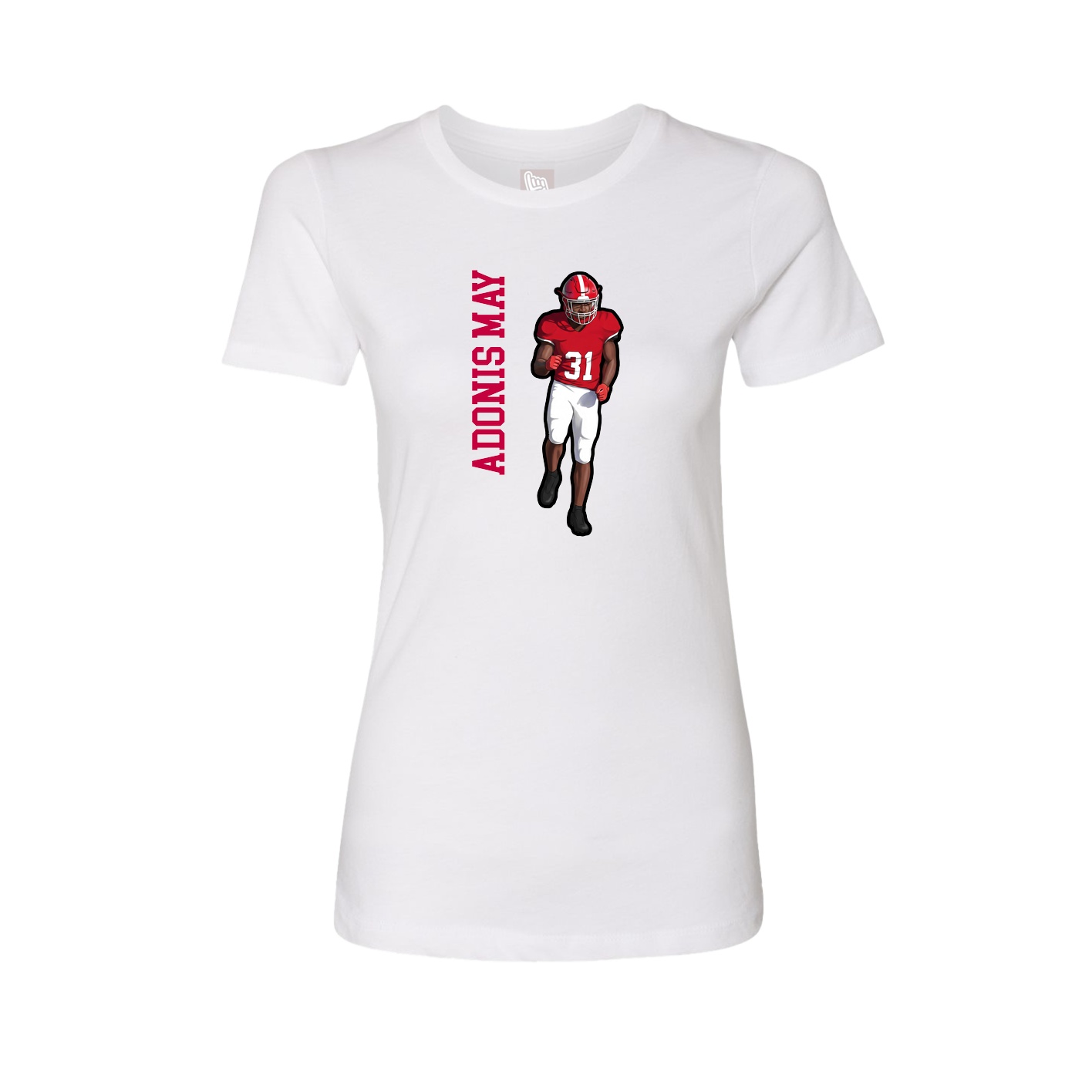 Fitted Women's Tee — Name Vertical in White