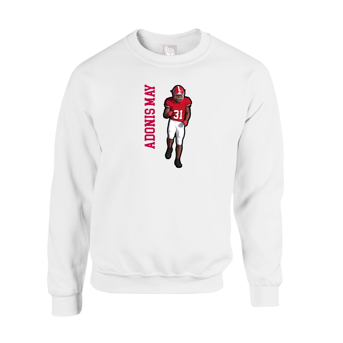 Fleece Crew — Name Vertical in White