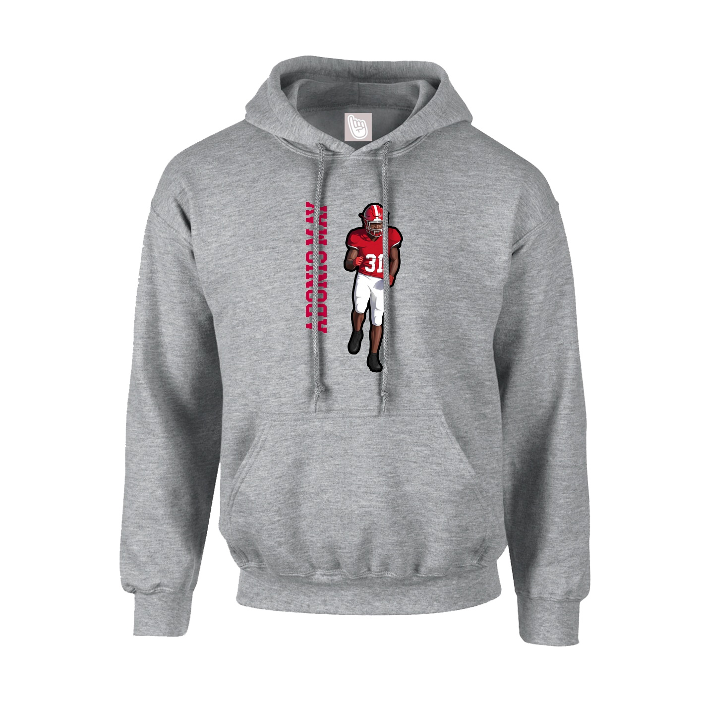 Youth Hoodie — Name Vertical in Grey
