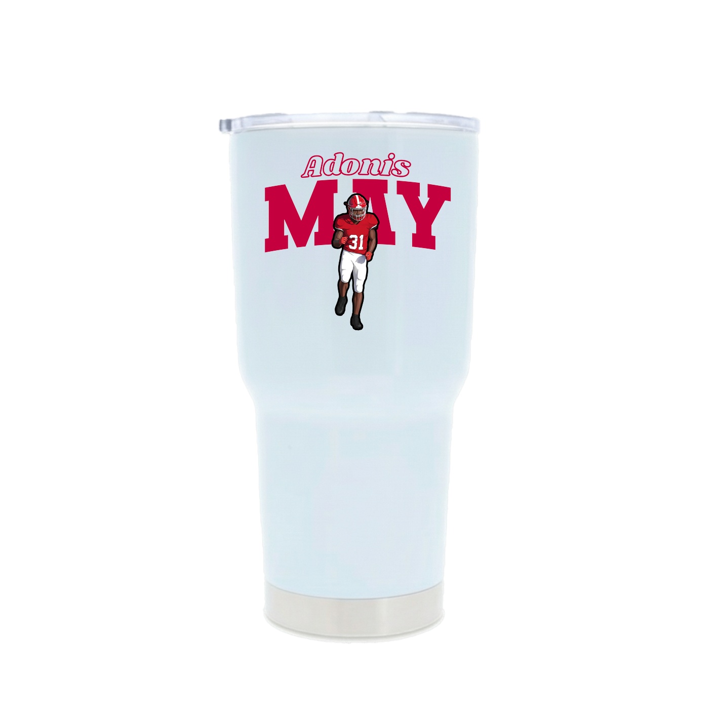 30oz Stainless Steel Tumbler — Name Arch in White