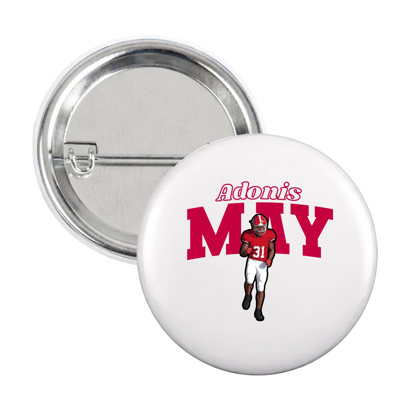 Game Day Button — Name Arch in White