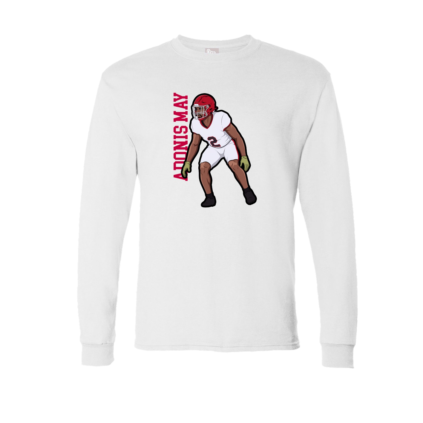 Long Sleeve Tee — Name Vertical in White