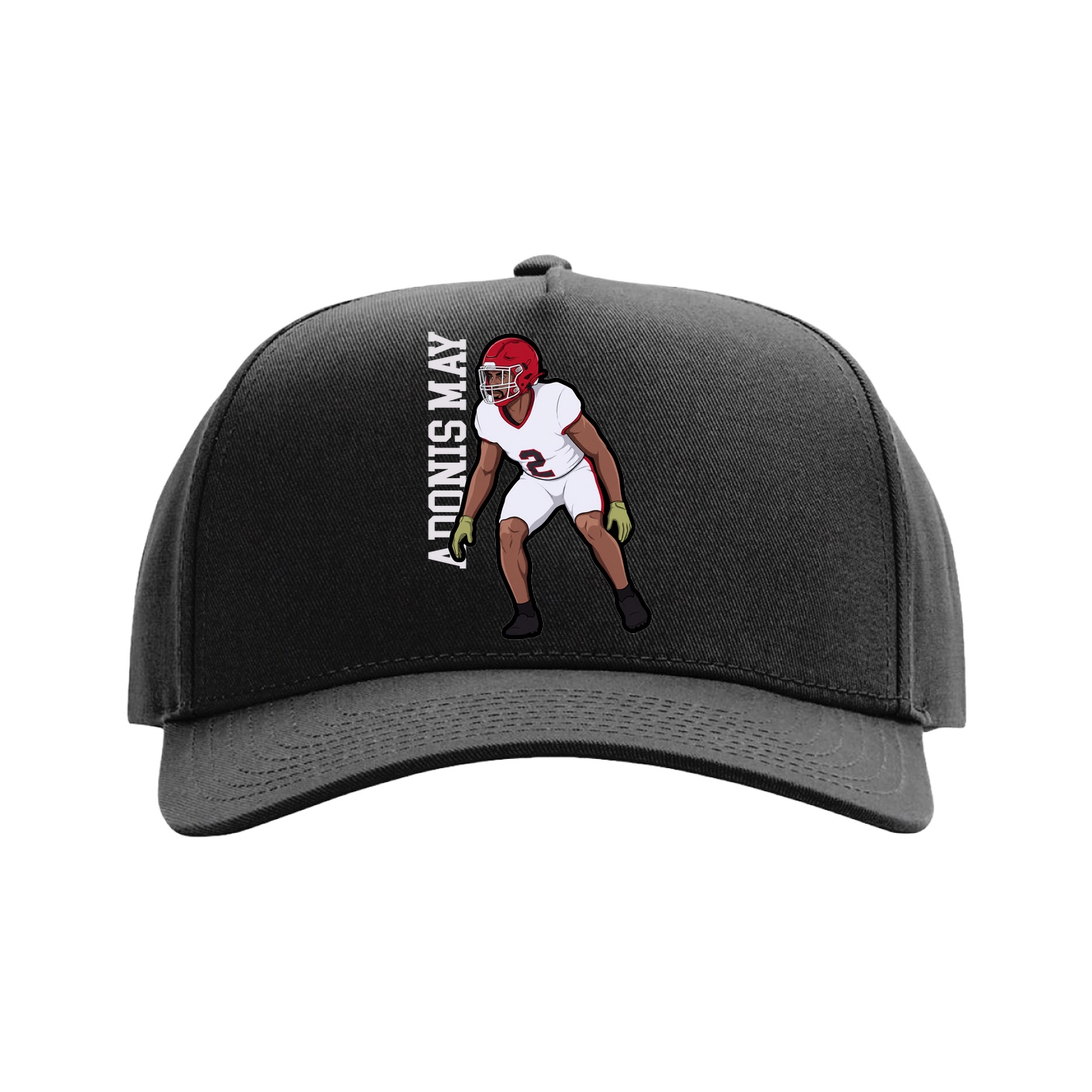 Full Fabric Five-Panel Champ Cap — Name Vertical in Black