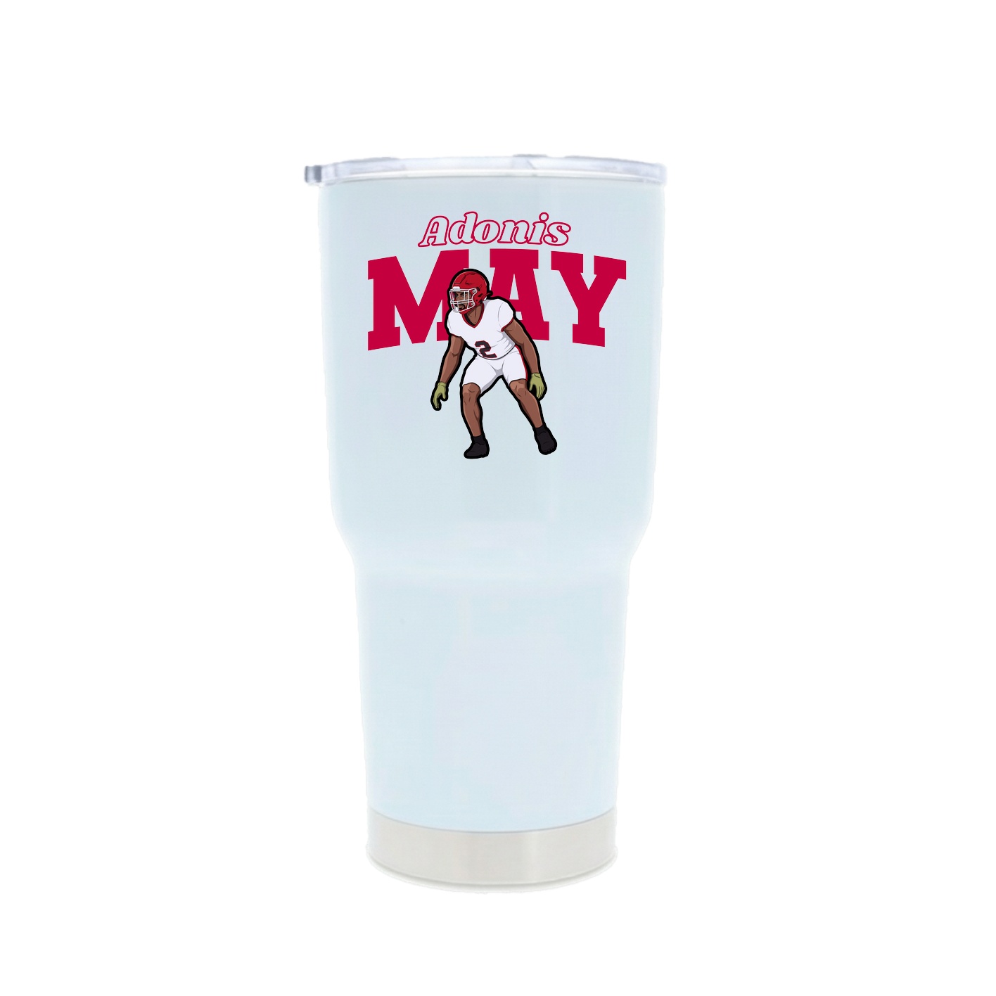 30oz Stainless Steel Tumbler — Name Arch in White