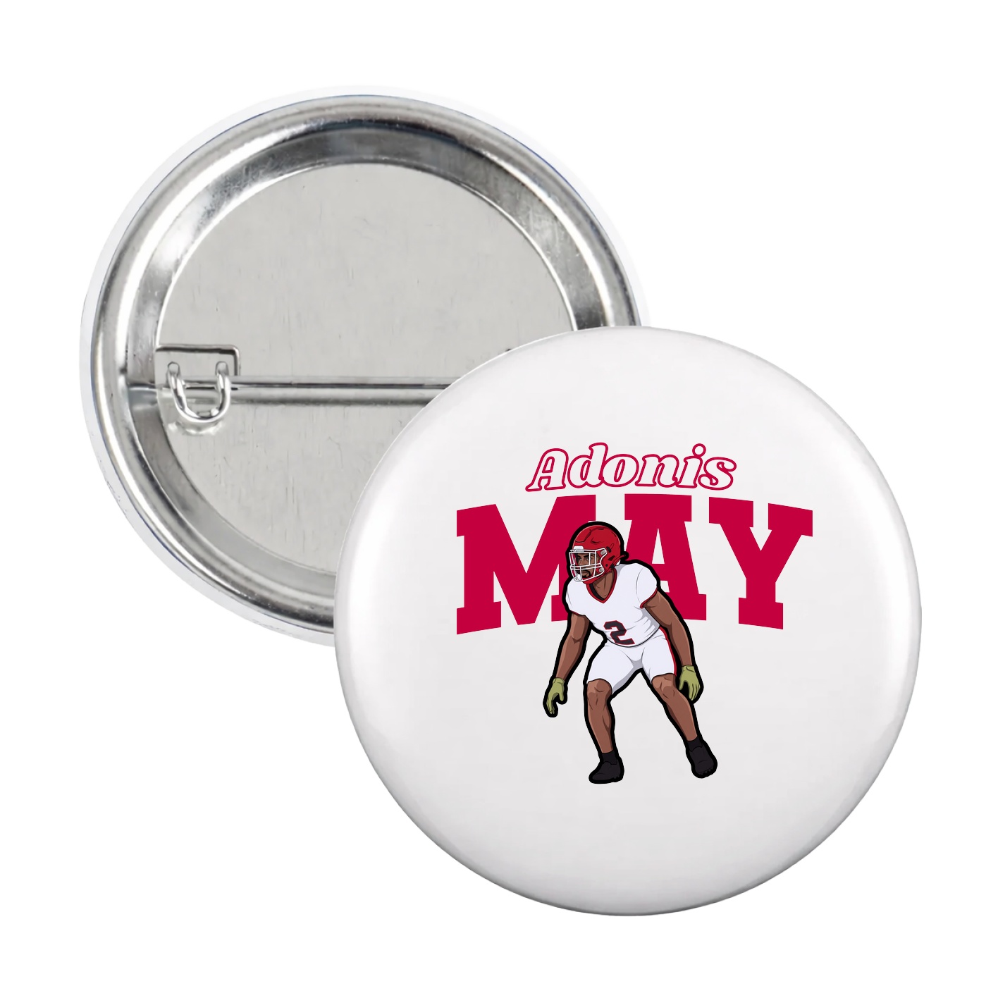 Game Day Button — Name Arch in White