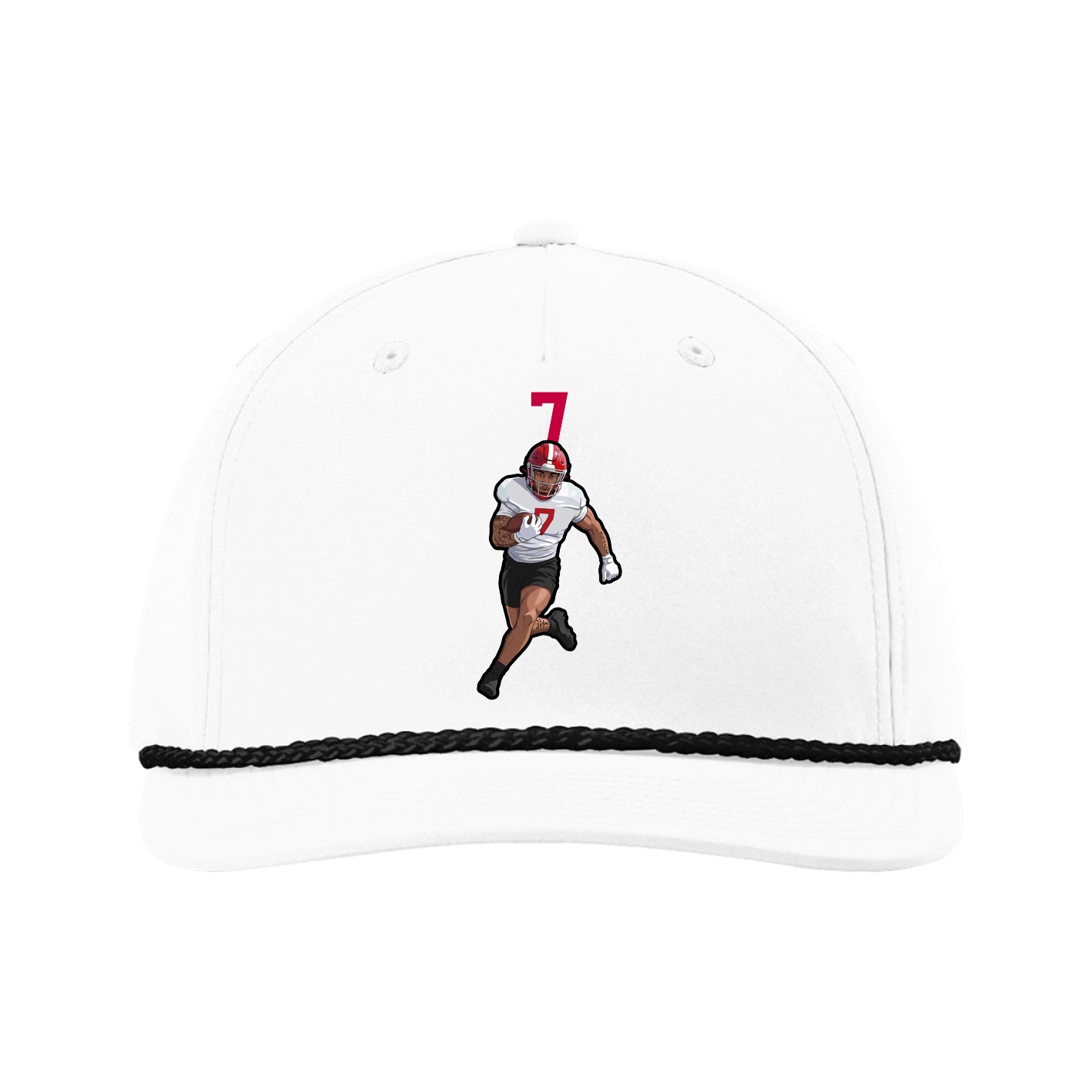 Five-Panel Classic Rope Cap — Number Top in White