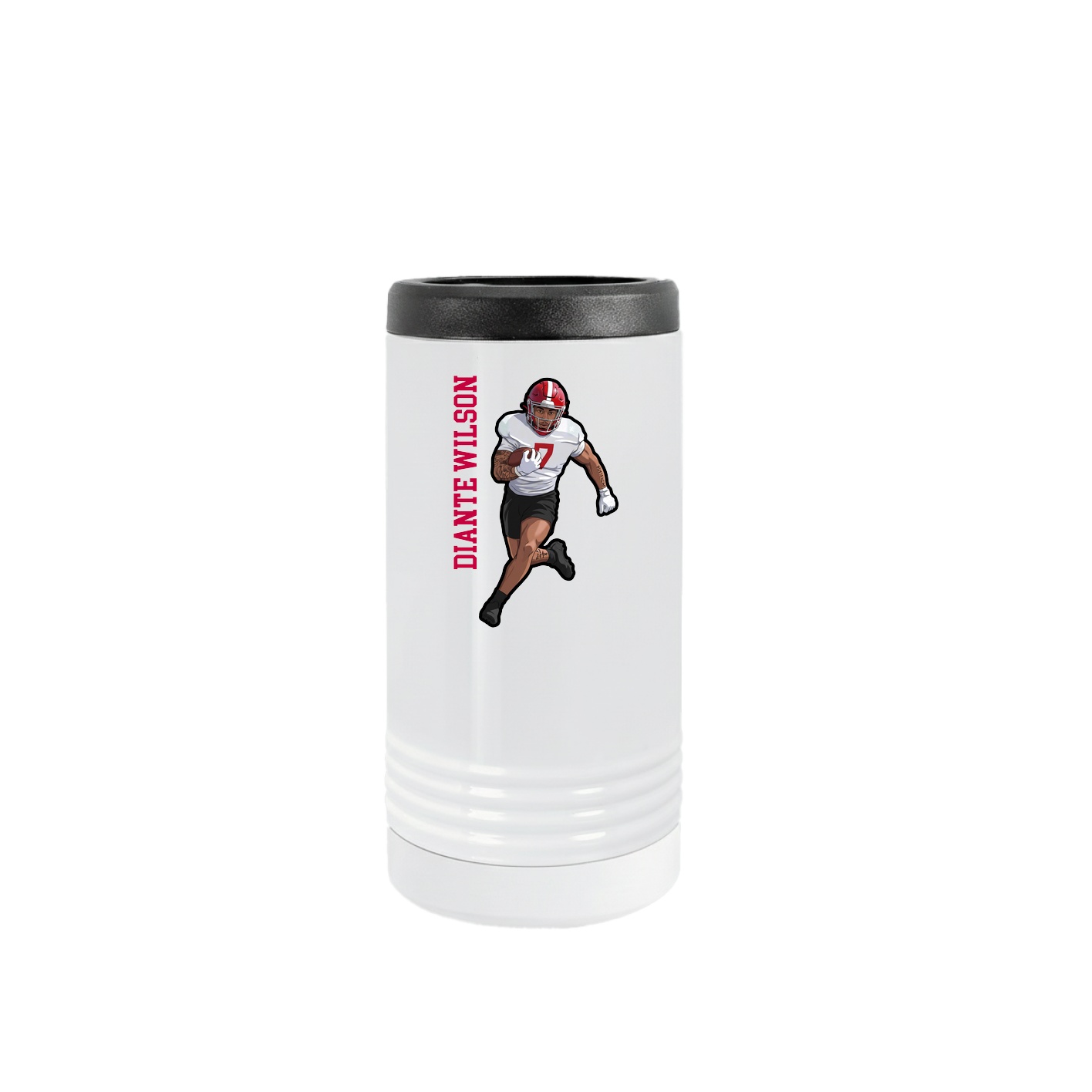 Slim Beverage Holder — Name Vertical in White