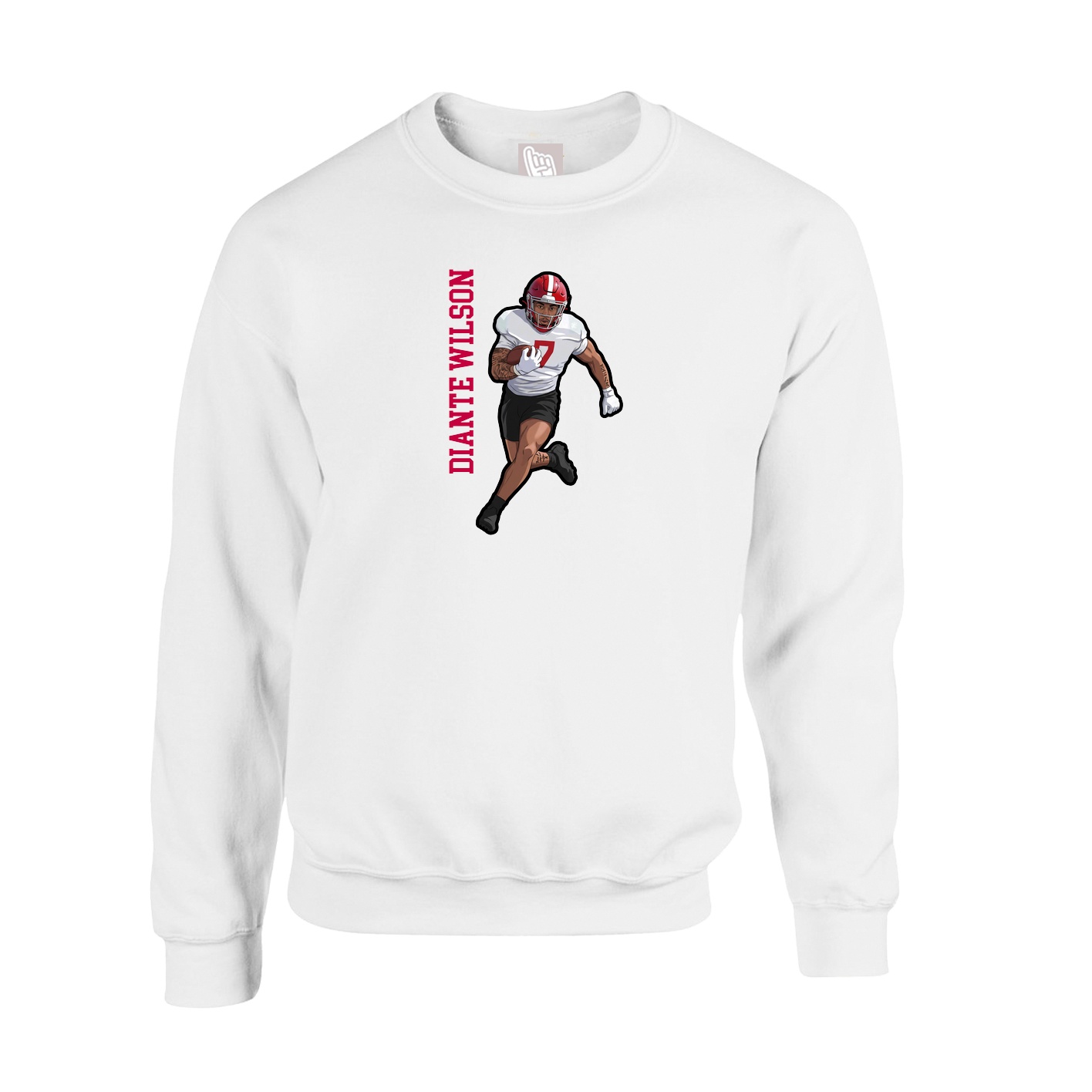 Fleece Crew — Name Vertical in White