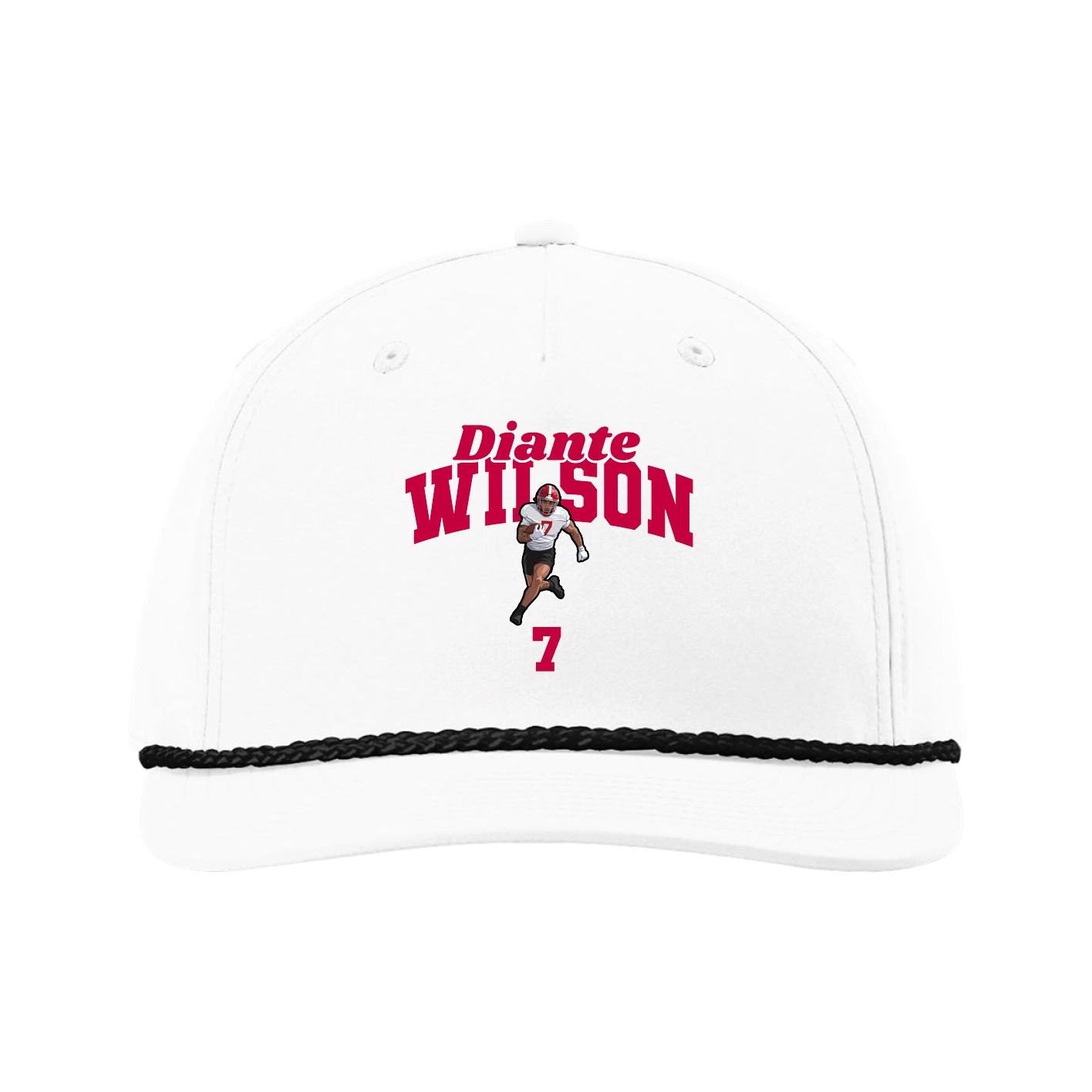 Five-Panel Classic Rope Cap — Signature Arch in White
