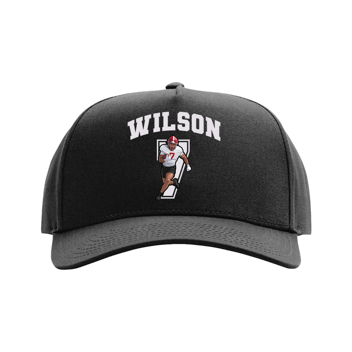 Full Fabric Five-Panel Champ Cap — Number in Black