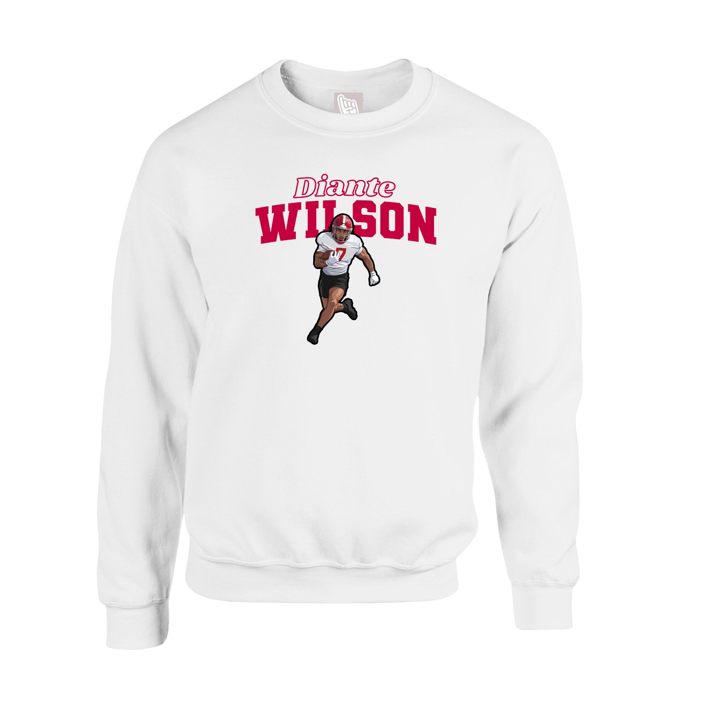 Fleece Crew — Name Arch in White