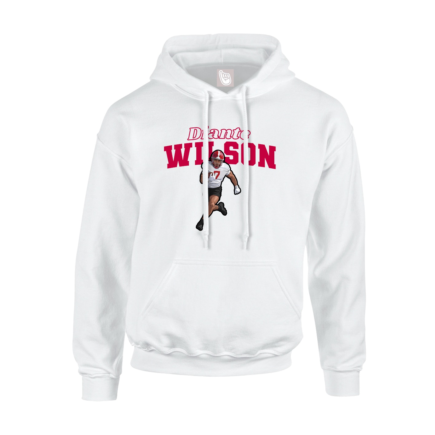 Youth Hoodie — Name Arch in White