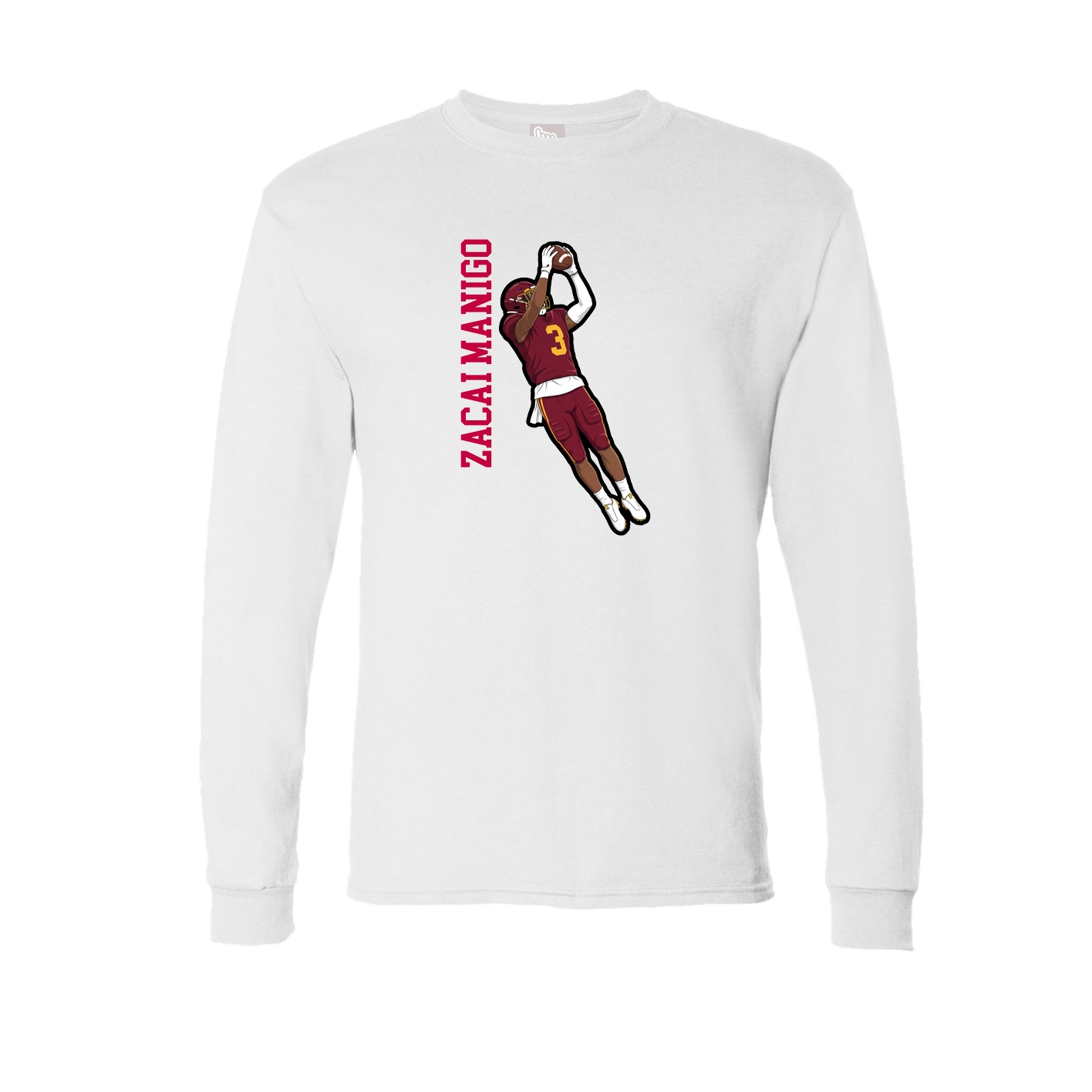 Long Sleeve Tee — Name Vertical in White