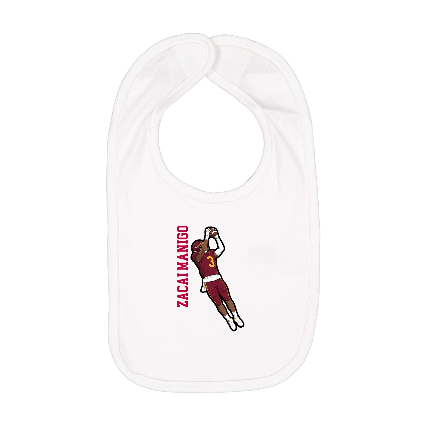 Infant Bib — Name Vertical in White
