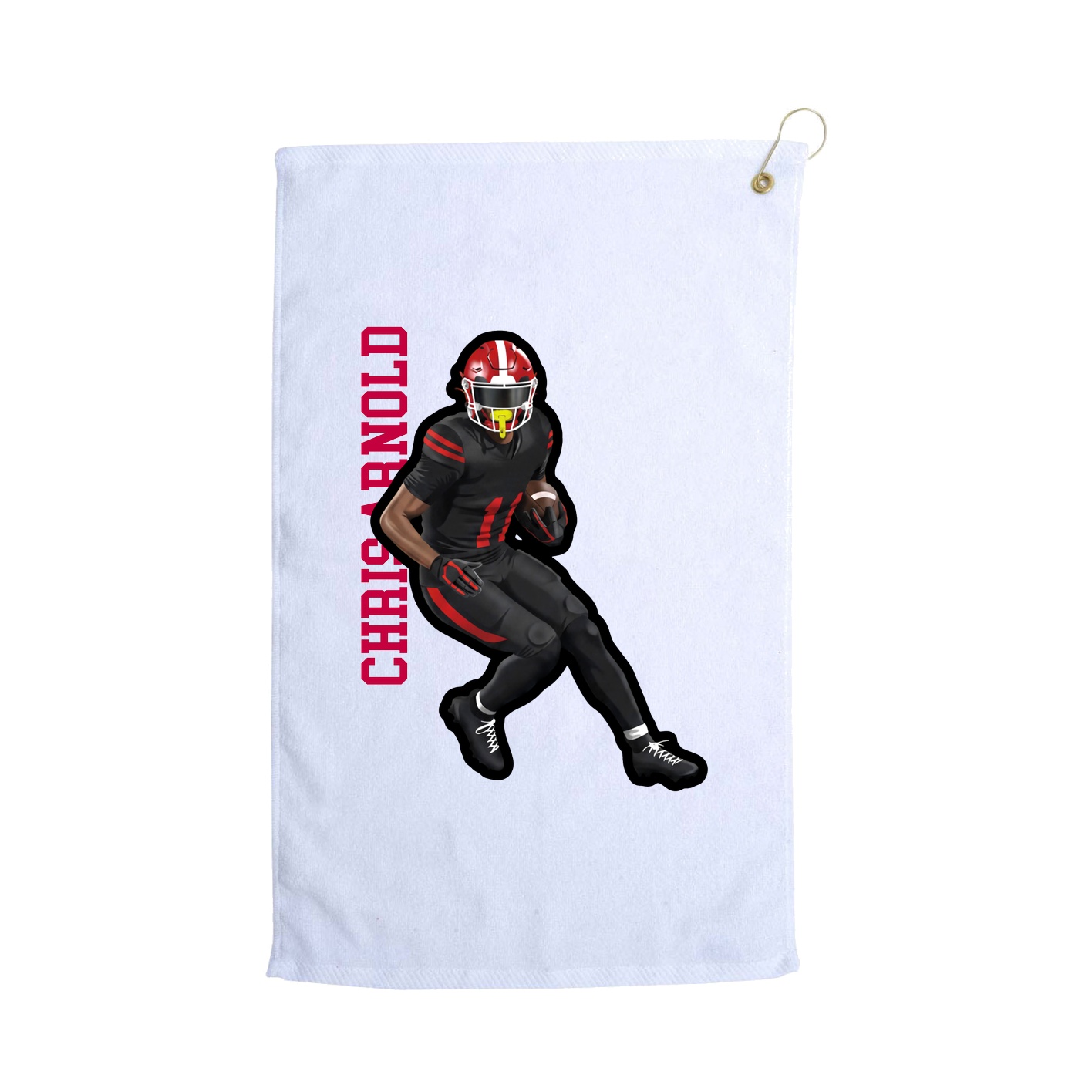 Golf Towel — Name Vertical in White