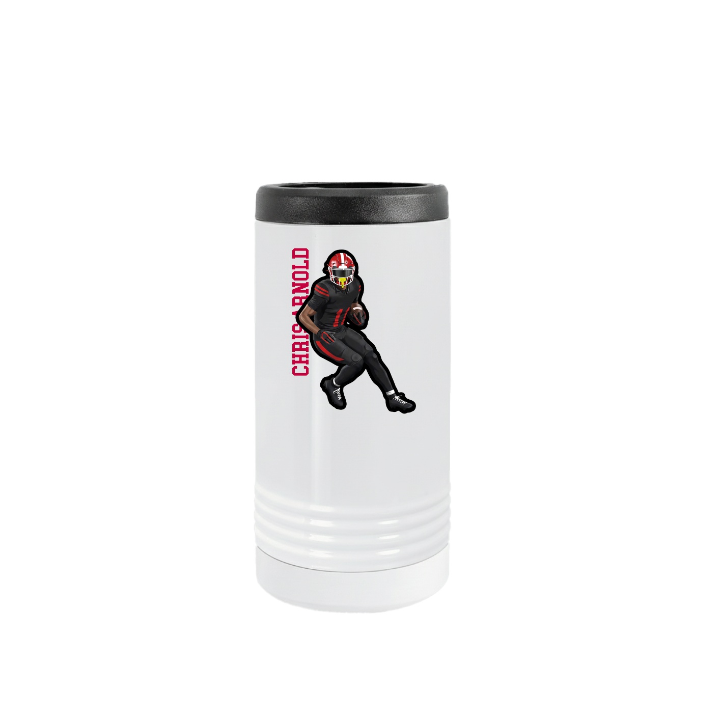 Slim Beverage Holder — Name Vertical in White