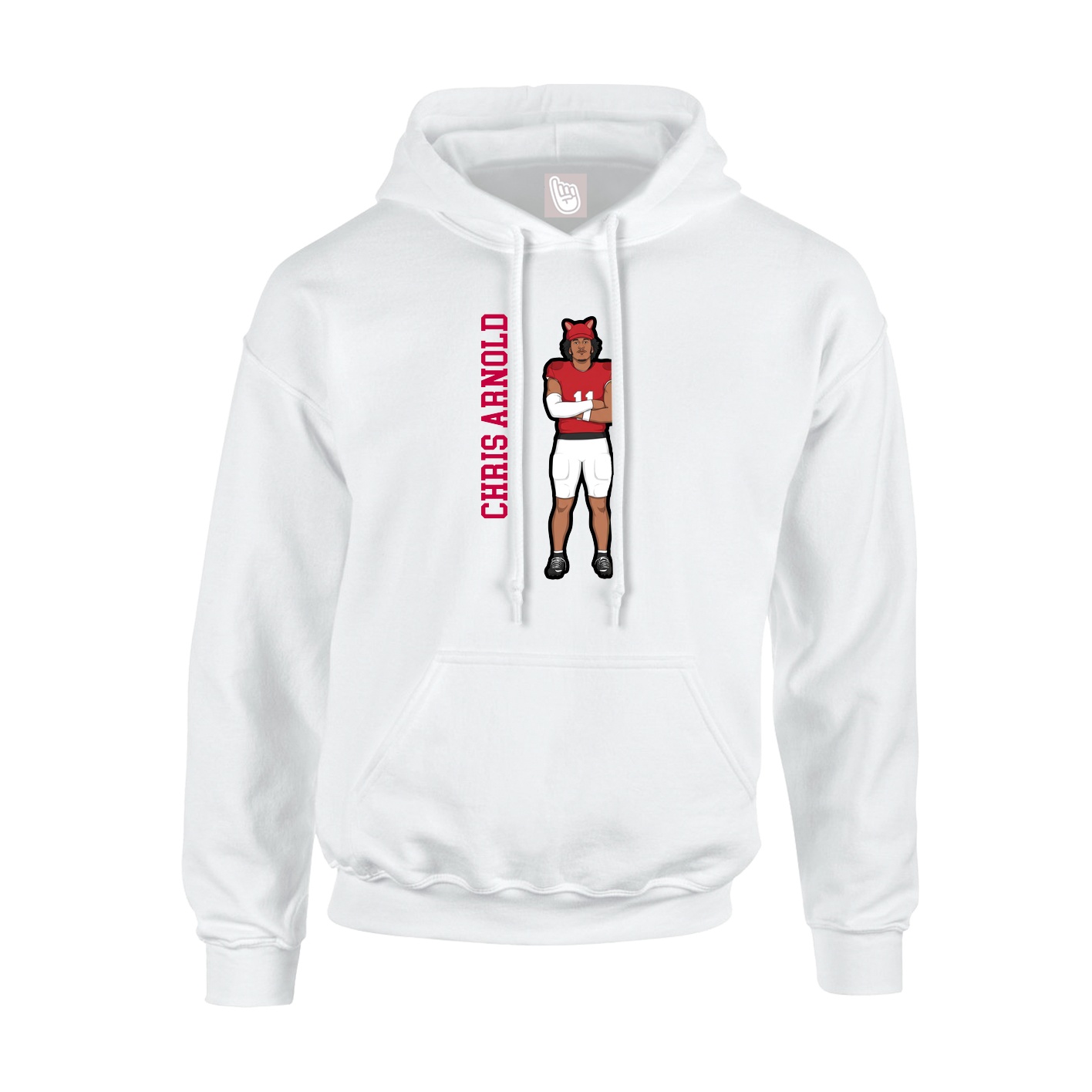 Youth Hoodie — Name Vertical in White