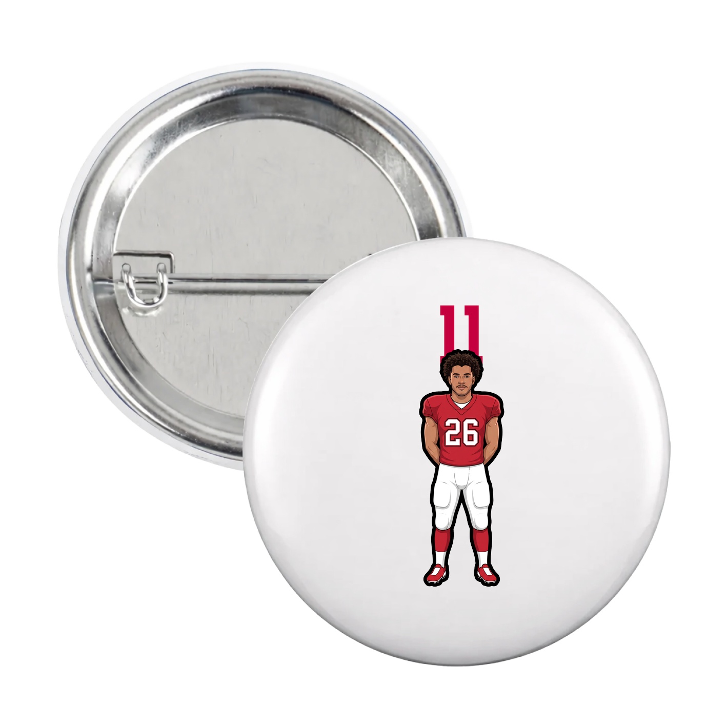 Game Day Button — Number Top in White