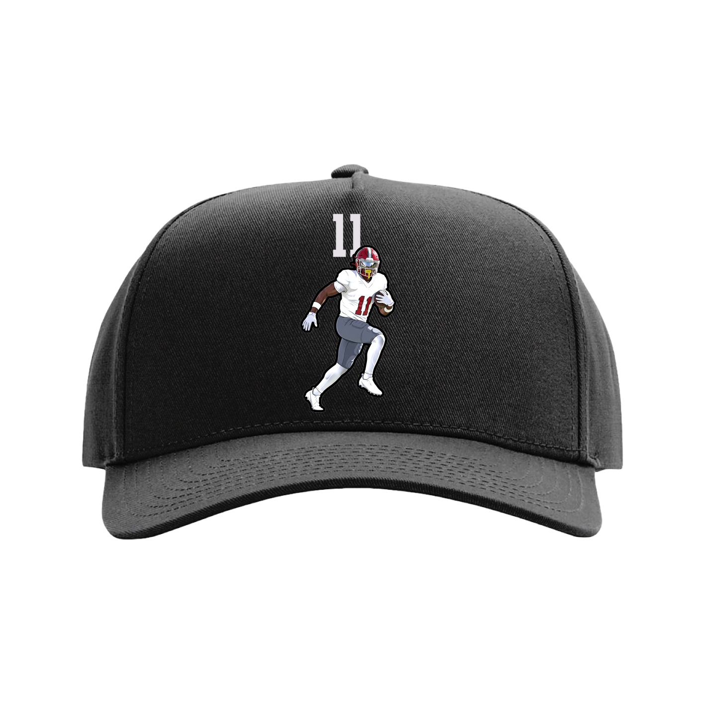 Full Fabric Five-Panel Champ Cap — Number Top in Black