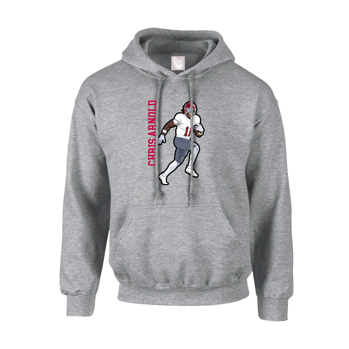 Youth Hoodie — Name Vertical in Grey