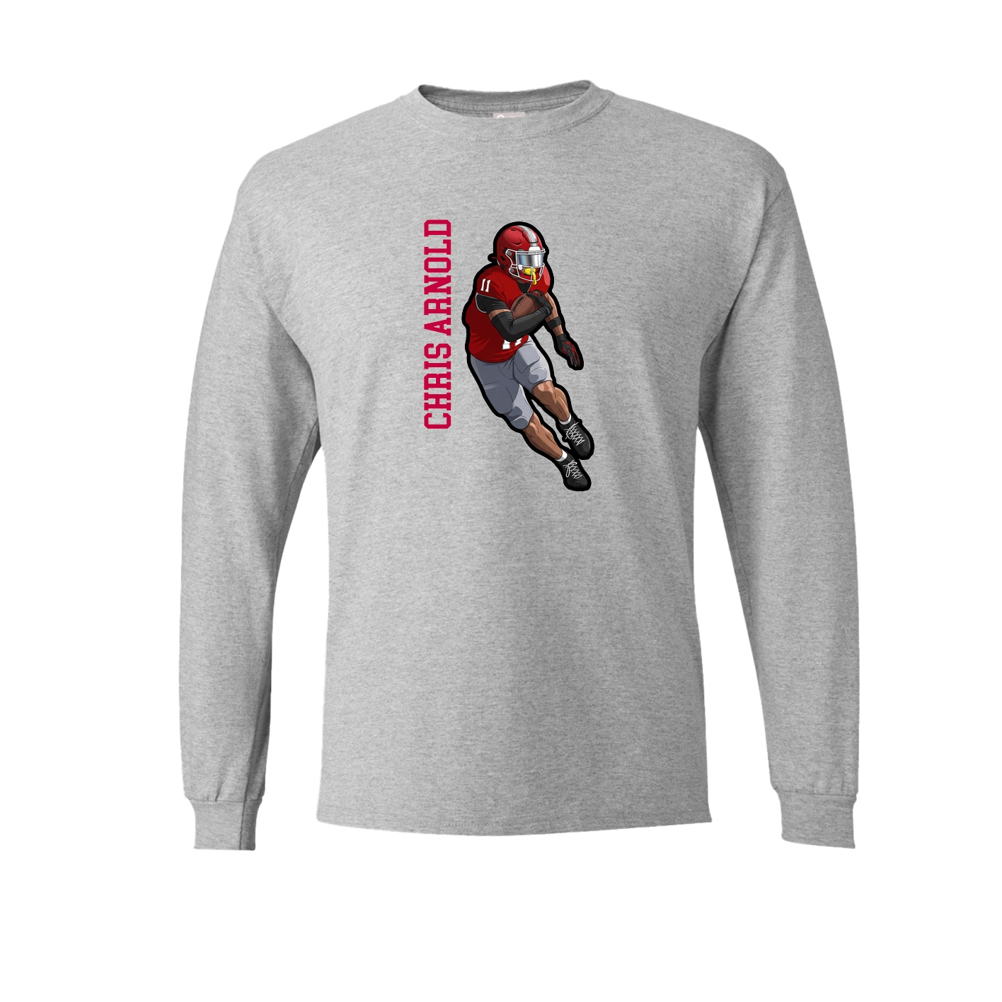 Long Sleeve Tee — Name Vertical in Grey