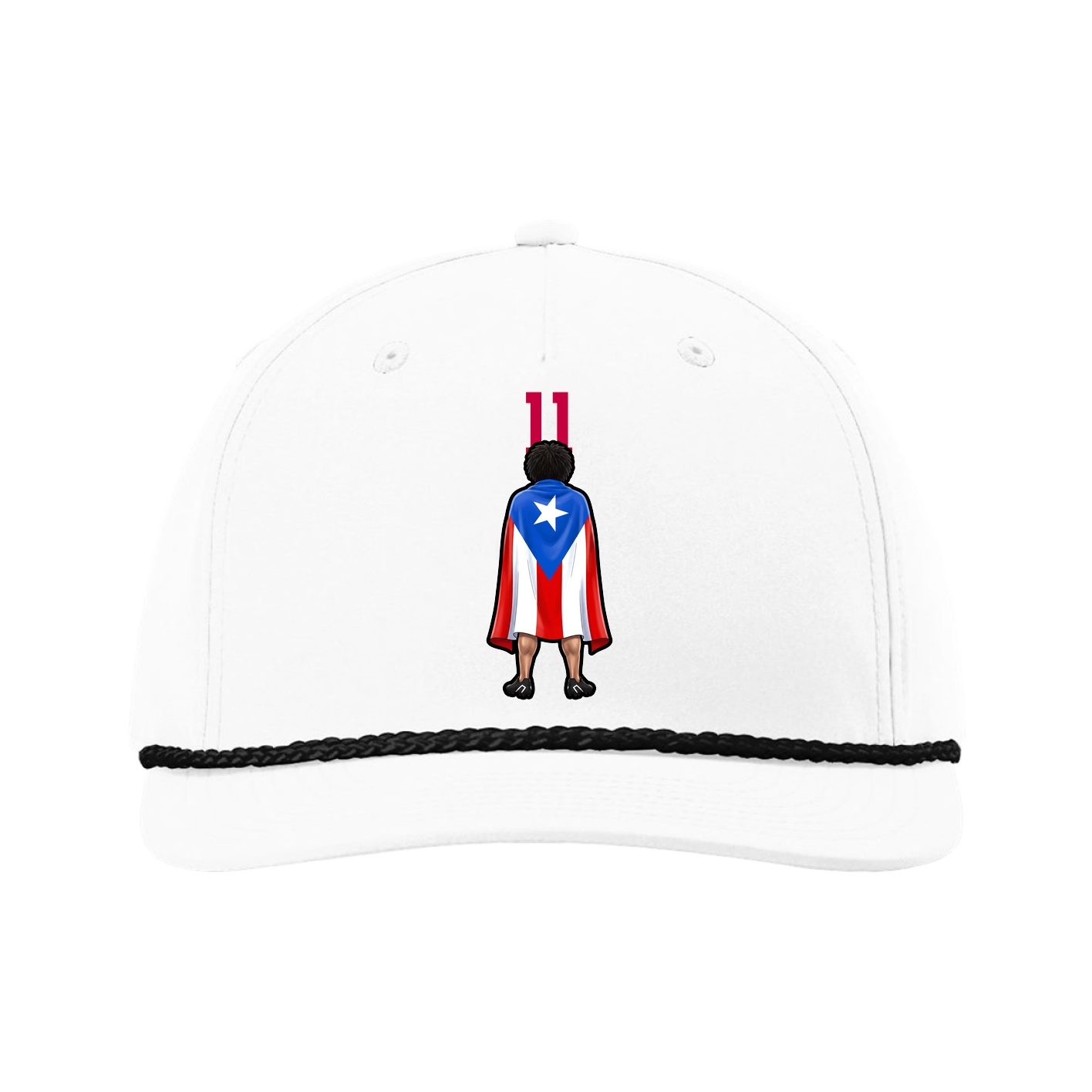 Five-Panel Classic Rope Cap — Number Top in White