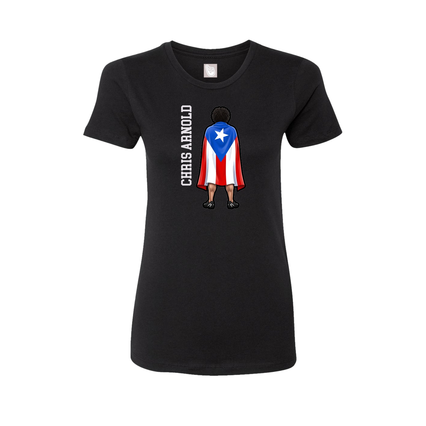 Womens Tee — Name Vertical in Black